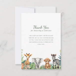 Little Wild One Jungle Safari Baby Shower Thank You Card