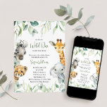 Little Wild One On the Way Baby Shower Invitation<br><div class="desc">Cute a Little Wild One is On the Way baby shower invitation features pretty greenery with cute watercolor safari animals. Personalise with your details.</div>