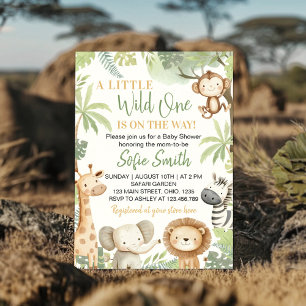 Little Wild One Safari Animals Baby Shower Invitation