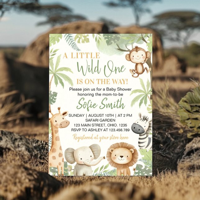 Little Wild One Safari Animals Baby Shower Invitation (Creator Uploaded)