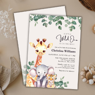 Little Wild One Safari Animals Baby Shower Invitation