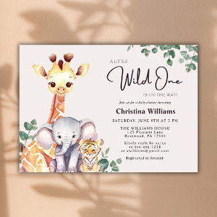 Little Wild One Safari Animals Baby Shower Invitation