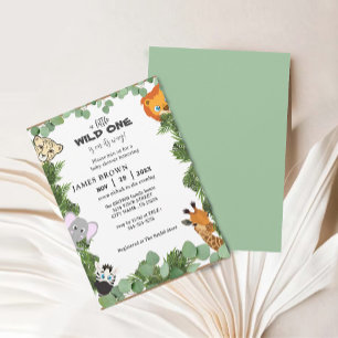 Little Wild One Safari Animals Boy Baby Shower  Invitation
