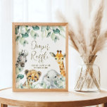 Little Wild One Safari Baby Shower Diaper Raffle Poster<br><div class="desc">Cute a Little Wild One is On the Way baby shower signs features pretty greenery with cute watercolor safari animals. Personalise with your details.</div>