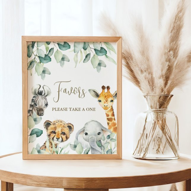 Little Wild One Safari Baby Shower Favours Sign (Favors Sign)