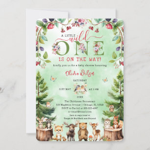 Little Wild One Woodland Animals Baby Shower Invitation