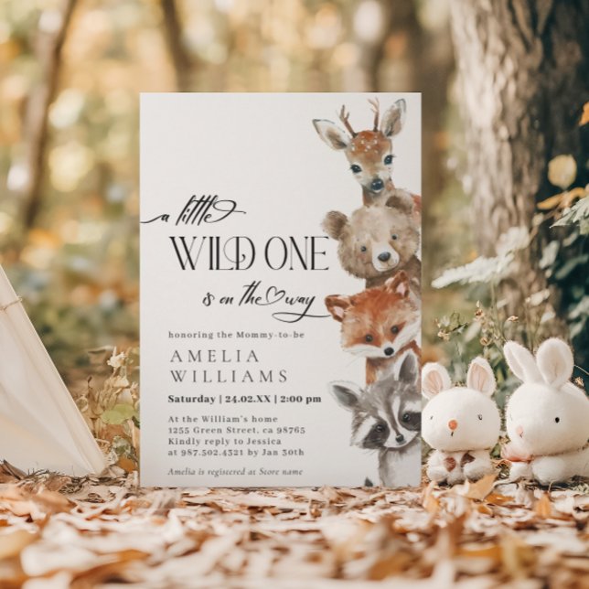 Little Wild One Woodland Modern Baby Shower Invitation (Creator Uploaded)
