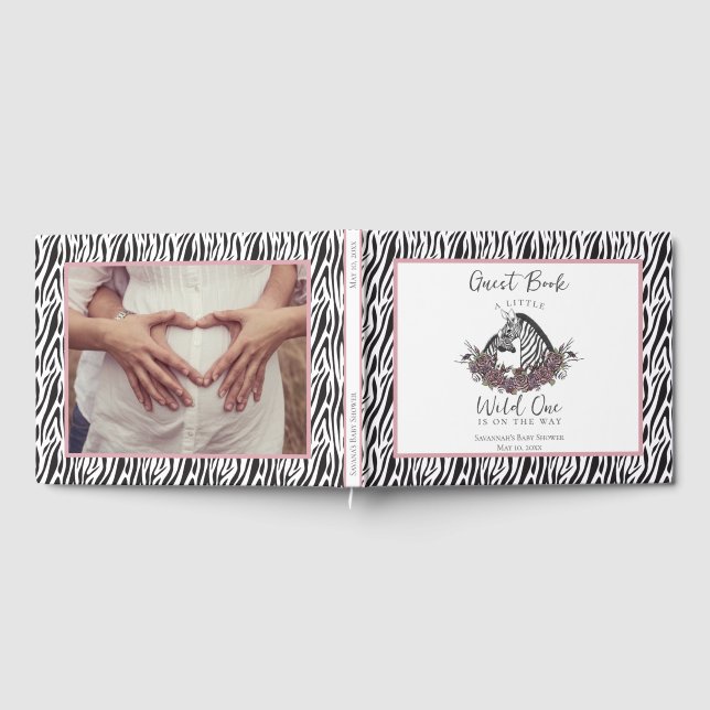 Little Wild One Zebra Photo Baby Shower Guest Book (Full)