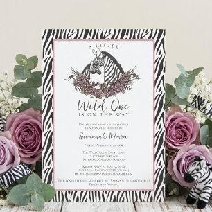 Little Wild One Zebra Safari Baby Shower Party Invitation