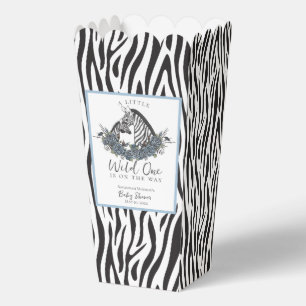 Little Wild One Zebra Safari Baby Shower Popcorn Favour Box