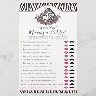 Little Wild One Zebra Safari Mummy or Dad Game