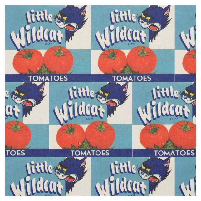 Little Wildcat tomatoes crate label print Fabric (Swatch)