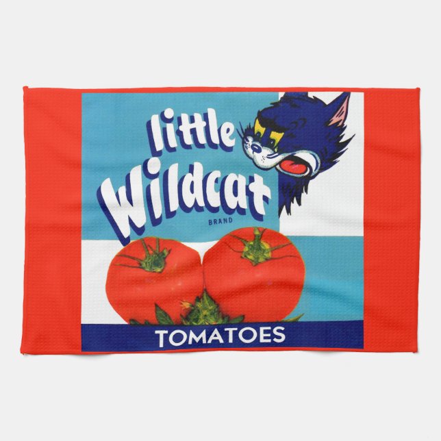 Little Wildcat tomatoes crate label Tea Towel (Horizontal)