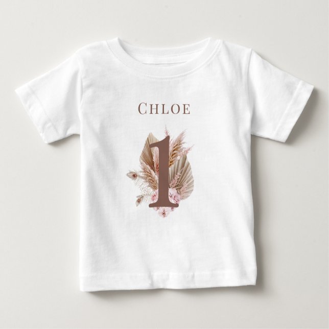 Little Wildflower 1st Birthday boho Baby T-Shirt (Front)