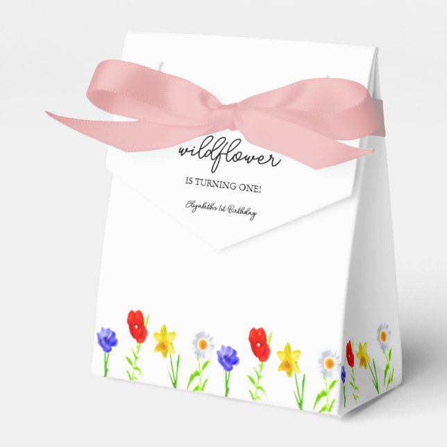 Little Wildflower 1st Birthday Favour Box (Front Side)