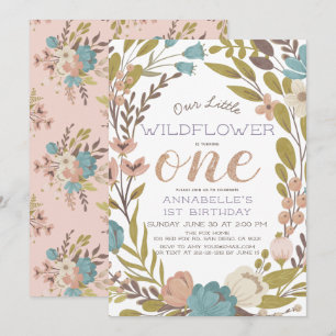 Little Wildflower 1st Birthday Invitation