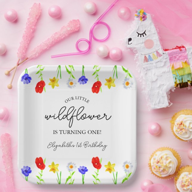 Little Wildflower 1st Birthday Paper Plate (Party)