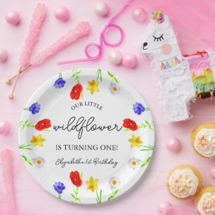 Little Wildflower 1st Birthday Paper Plate