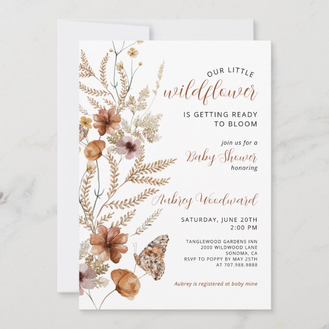 Little Wildflower Baby Bloom Baby Shower  Invitation (Front)
