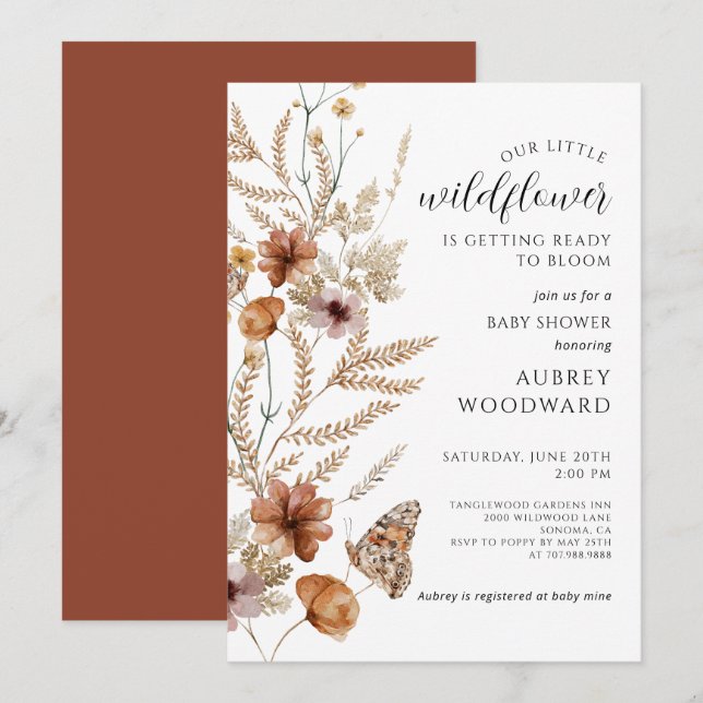 Little Wildflower Baby Bloom Baby Shower Invitation (Front/Back)