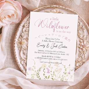 Little Wildflower Baby Girl Shower Delicate Pink Invitation