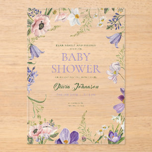 Little Wildflower Baby Shower Acrylic Invitations