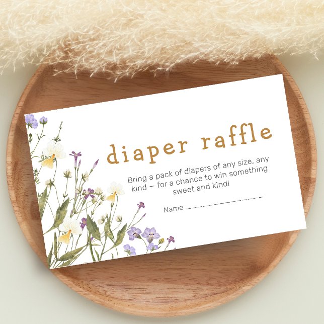 Little Wildflower Baby Shower Diaper Raffle Enclosure Card (Wildflower Baby Shower Diaper Raffle)