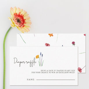 Little Wildflower Baby Shower Diaper Raffle Enclosure Card