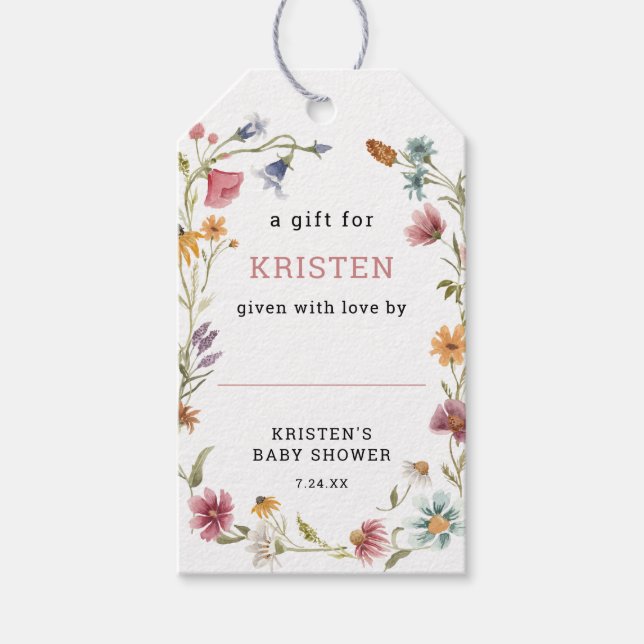 Little Wildflower Baby Shower Display Shower  Gift Tags (Front)