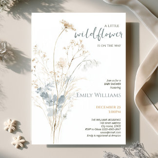 Little Wildflower Baby Shower Dried Meadow Invitation