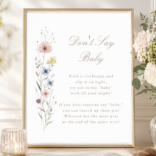 Little Wildflower Baby Shower Game Don't Say Baby Poster