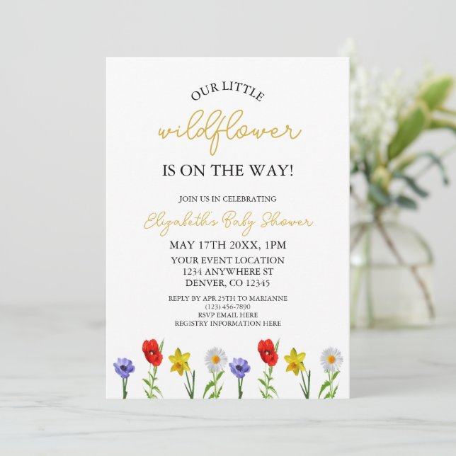 Little Wildflower Baby Shower Invitation (Standing Front)