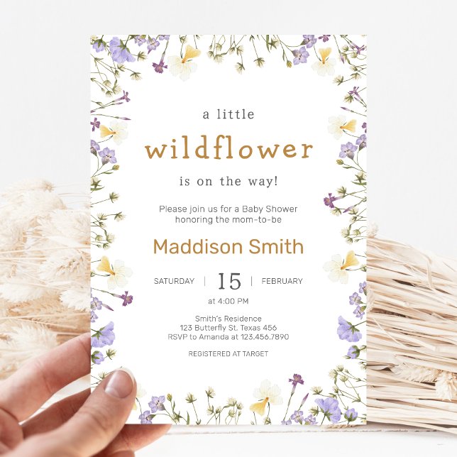 Little Wildflower Baby Shower Invitation (Wildflower Baby Shower Invitation)