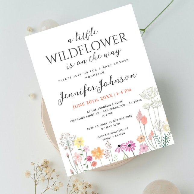 Little Wildflower Baby Shower Invitation Postcard (Creator Uploaded)