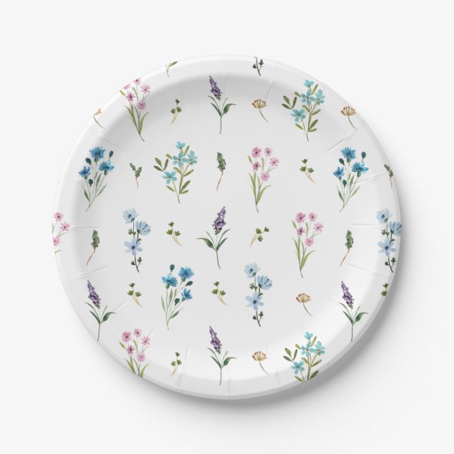 Little Wildflower Baby Shower Paper Plate (Front)