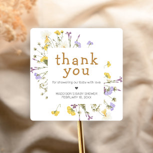 Little Wildflower Baby Shower Square Sticker