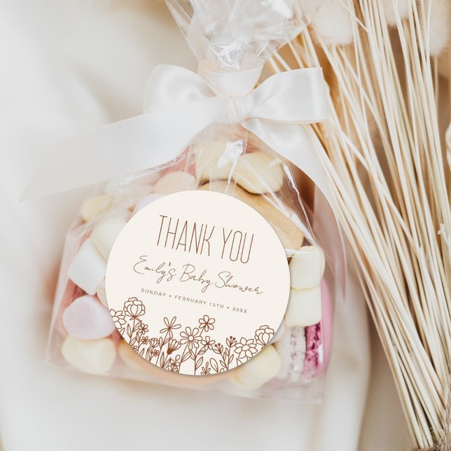 Little Wildflower Baby Shower Thank You Favour Classic Round Sticker (Creator Uploaded)