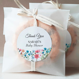 Little Wildflower Baby Shower Thank You Favour Classic Round Sticker