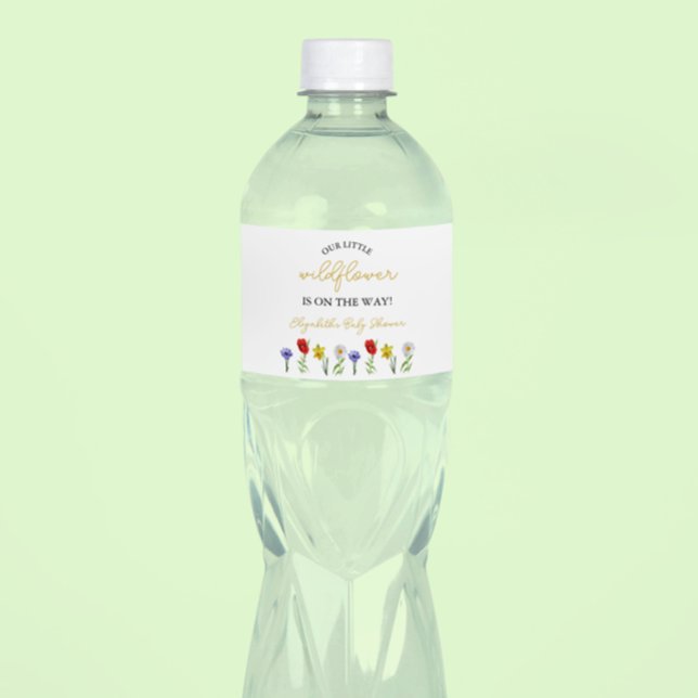 Little Wildflower Baby Shower Water Bottle Label (Creator Uploaded)