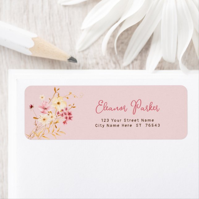 Little Wildflower Boho Baby Shower Return Address Label (Insitu)