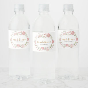 Little Wildflower Boho Baby Shower Water Bottle Label