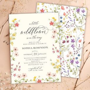 Little Wildflower Boho Chic Script Baby Shower Invitation