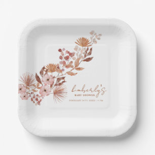 Little Wildflower Boho   Fall Baby Shower Paper Plate