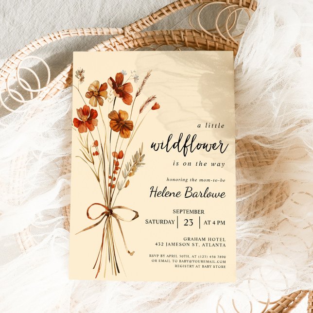 Little Wildflower Boho Floral Baby Shower Invitation (Little Wildflower Boho Floral Baby Shower Invitation)