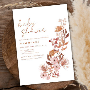 Little Wildflower Boho Terracotta Baby Shower Invitation