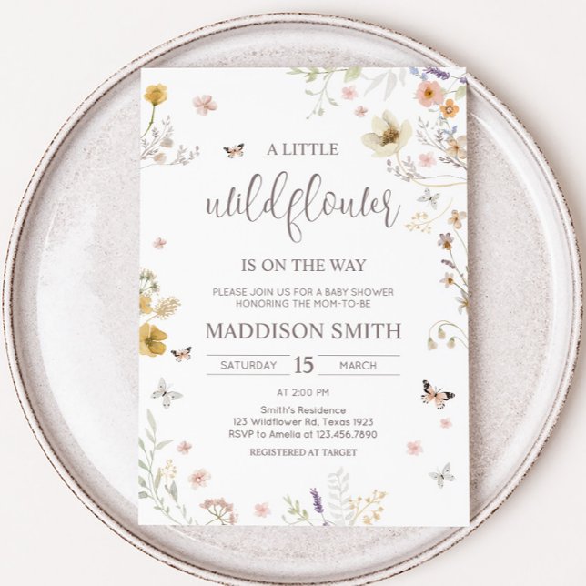 Little Wildflower Botanical Spring Baby Shower Invitation (Botanical Spring Little Wildflower Baby Shower Invitation
)