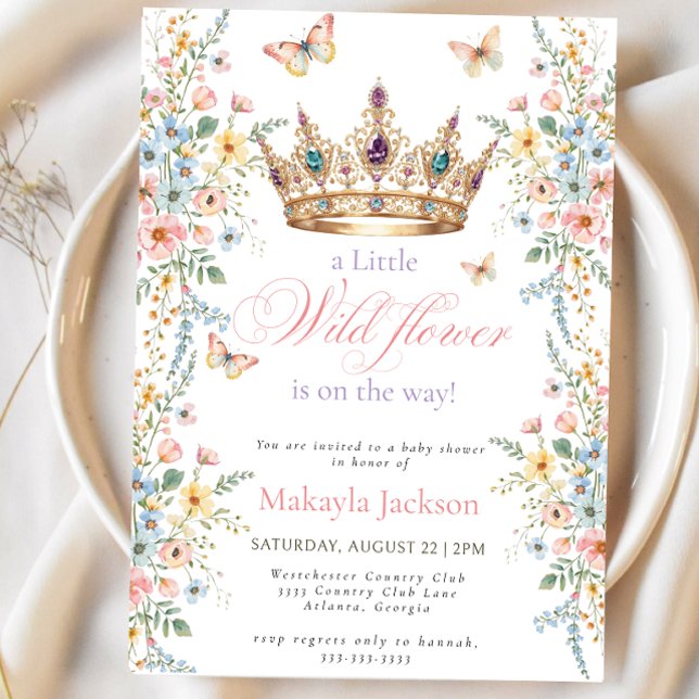 Little Wildflower Butterflies Floral Baby Shower Invitation (Creator Uploaded)