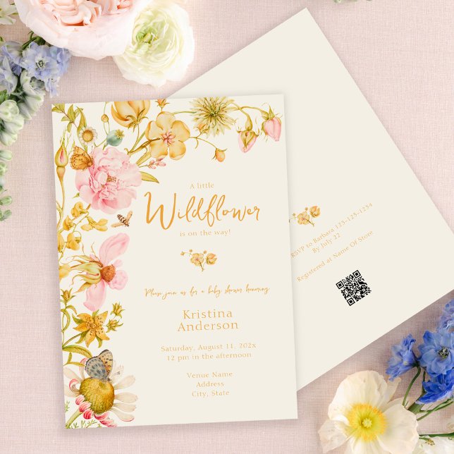 Little Wildflower Butterfly Boho Baby Shower  Invitation (Creator Uploaded)