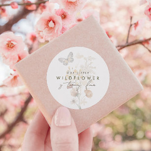 Little Wildflower Butterfly Floral Girls Favour Classic Round Sticker