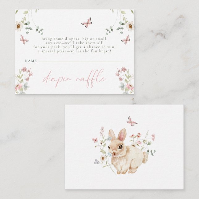 Little Wildflower Butterfly Girl Baby Shower Enclosure Card (Front/Back)